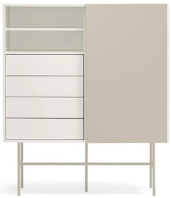 Beżowo-kremowa wysoka komoda z drzwiami przesuwnymi 120x140 cm Nube – Teulat