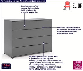 Popielata nowoczesna komoda z 4 szufladami Z6-H09