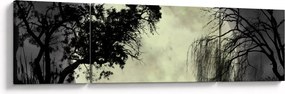 Obraz - Księżyc w pełni nad powierzchnią, wersja czarno - biała (170x50 cm)