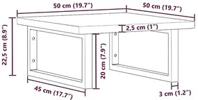 Naturalne drewno półka czarne uchwyty 50x50 - Bafo