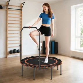 SPORTNOW Trampolina fitness z regulowanym uchwytem, Trampolina sportowa do użytku wewnątrz i na zewnątrz, Stal, Tworzywo sztuczne, Pomarańczowy