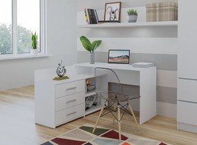 Biurko DANY | Białe | 120x50x76 cm | Narożne z 3 Szufladami