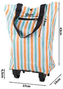 Torba na kółkach STRIPES 49,5x27 cm, biała z paskami