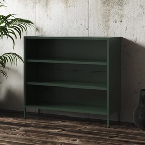 Niski regał metalowy butelkowa zieleń Modern LUCA, 1000 x 900 x 350 mm