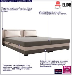 Dwuosobowe łóżko z pojemnikiem jasny szary + ecru R3-P14