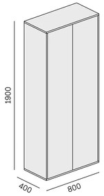 PLAN Szafa ubraniowa biurowa LAYERS wysuwana, 800 x 400 x 1905 mm, biała