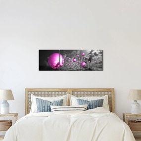 Obraz różowych kul (z zegarem) (90x30 cm)