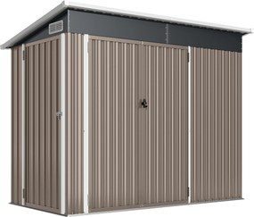 Outsunny Metalowy domek narzędziowy 2,68 m², zamykany schowek z 3 drzwiami, wentylacja, dach jednospadowy, rękawice | Aosom PL