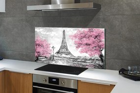 Szklany Panel Wiosna w Paryżu pod Drzewami