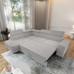 Masseno Narożnik ALVORO z funkcją spania i pojemnikiem na pościel Narozniki L, Rozkładana sofa - Jasnoszary, QUELLE 83