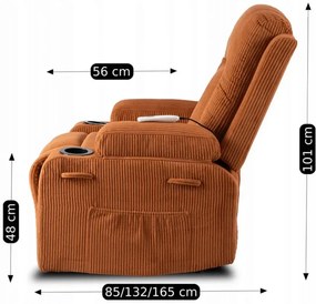 Rozkładany rudy masujący fotel  D9-S73