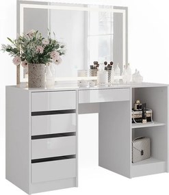 Stół toaletowy biały/biały wysoki połysk 128.2x50.1x76 sherry