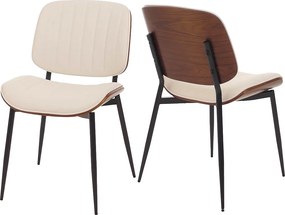 Krzesło do jadalni MCW-O44 (zestaw 2 sztuk),  orzechowy wygląd, biały