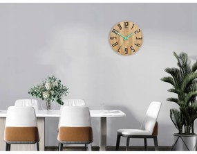 Zegar na ścianę nowoczesny drewniany z dużymi cyframi okrągły cichy loft