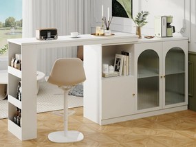 Bufet, obrotowy mebel barowy z MDF - duża przestrzeń do przechowywania - styl nowoczesny - Biały