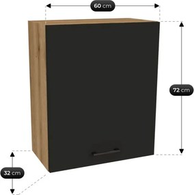 Zestaw Mebli Kuchennych MODERN 200 cm Czarny Loftowy