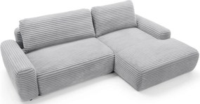 Szara sztruksowa kanapa narożna z funkcją spania E2-Z47