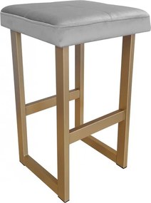Hoker ALEX krzesło barowe tkanina Welur podstawa metalowa : Kolor Stelaża - Złoty, Kolor tkaniny - VELVET - MG17, Wysokość - 60 cm