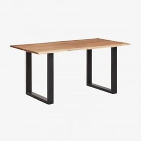 Prostokątny Stół Jadalny Z Drewna Akacjowego Sami Czarna & 160x90 Cm - Sklum