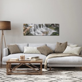 Obraz wodospadów (z zegarem) (90x30 cm)