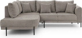 Szarobrązowy narożnik z tkaniny szenilowej (lewostronny/w kształcie litery L) Mauris – Ropez