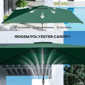 Outsunny Parasol ogrodowy 300 x 200 cm regulowany z korbą, zielony | Aosom PL