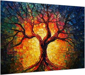 Obraz na szkle - Drzewo życia w mozaice (70x50 cm)