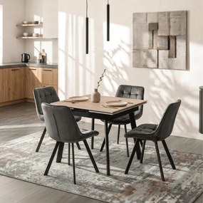 Stół Rozkładany Kwadratowy LARES 90-150 cm Ceramiczny Dąb/Czarny Loft