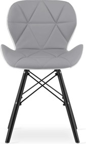 Krzesło LAGO ekoskóra - szaro-białe / nogi czarne