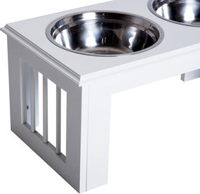 PawHut Miski Podwyższone dla Zwierząt 2 Miski Stal Szlachetna Biały dla Psów i Kotów | Aosom PL