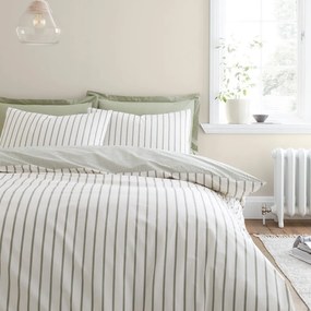 Zielono-kremowa bawełniana pościel dwuosobowa 230x220 cm Hampton Stripe – Bianca