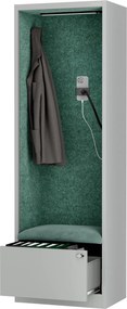 Kabina akustyczna z siedziskiem Sally MentalBox, 60 x 40 x 185 cm, szary/zielony
