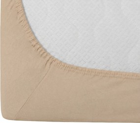 PrzytulneMieszkanie.pl Prześcieradło jersey BASIC beżowe 90 x 200 cm