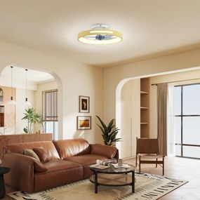 HOMCOM Wentylator Sufitowy z Oświetleniem i Pilotem, 49 cm LED z 3 Barwami Światła, Naturalne Wykończenie w Stylu Drewna | Aosom PL