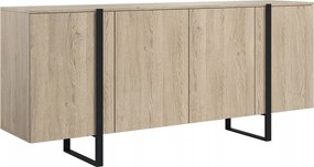 Komoda Verica 200 cm czterodrzwiowa - dąb biszkoptowy / czarne nóżki