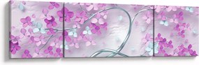 Obraz kwiatów na srebrnej łodydze - abstrakcja (170x50 cm)