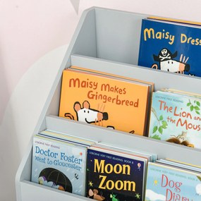 HOMCOM Regał Dziecięcy z Szufladą, Regał na Książki z Przegrodami, 60 x 29,9 x 90 cm, Szary