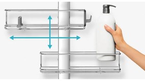 Simplehuman Regulowany uchwyt na drzwi prysznicowe z półkami