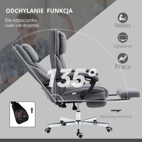 Vinsetto Fotel biurowy z masażem i ogrzewaniem ergonomiczny regulowany szary do 120 kg | Aosom PL