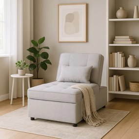 Fotel Wypoczynkowy Rozkładany IBERIS 67 cm Szary Tapicerowany Nowoczesny