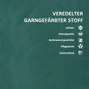 Outsunny Poduszka na siedzenie 120 x 47 x 9,5 cm odporna na wodę z paskami, zagłówkiem, UPF50+, Zielony