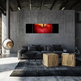 Obraz jabłka na czarnym tle (170x50 cm)