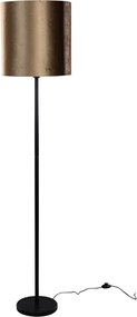 Lampa podłogowa czarna z aksamitnym abażurem w kolorze brązu 40cm - Simplo
