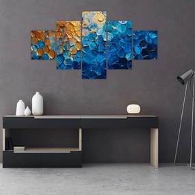 Obraz - Niebiesko-złoty obraz (125x70 cm)