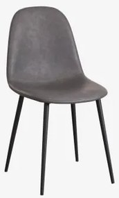 Tapicerowane Krzesło Jadalniane Glamm Negro & Sztucznej Skóry Grey Anthracite & Polipiel - Sklum