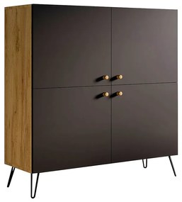 Komoda w stylu loft z półkami dąb craft + czarny - Zorina 5X