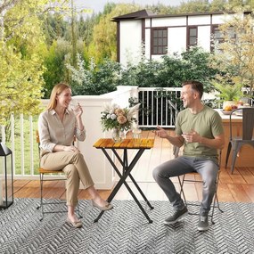 Outsunny Zestaw 3-częściowy dla 2 osób: Stół i 2 składane krzesła na taras, balkon, Teak | Aosom PL
