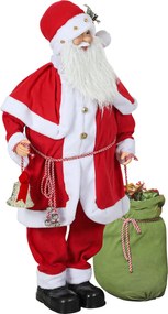 HOMCOM Figurka Świętego Mikołaja, ruchoma, z czujnikiem dźwięku, śmiech &amp; muzyka, 140 cm, Czerwony