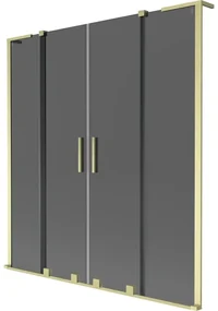 Mexen Velar L Duo parawan nawannowy 2-skrzydłowy rozsuwany 140 x 150 cm, grafit, złoty szczotkowany - 896-140-003-42-55