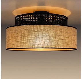 Plafon BOHO 1xE27/60W/230V śr. 40 cm czarny/rattan